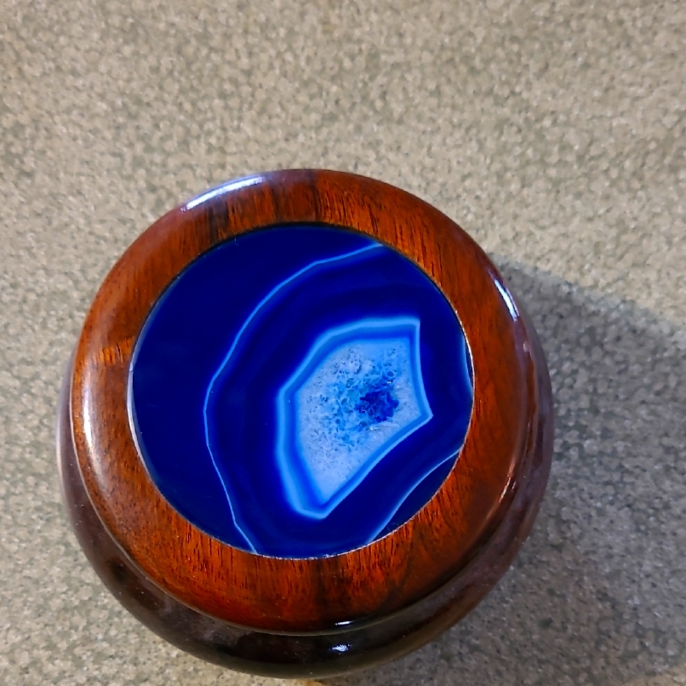 Blue Agate Wooden Art Piece